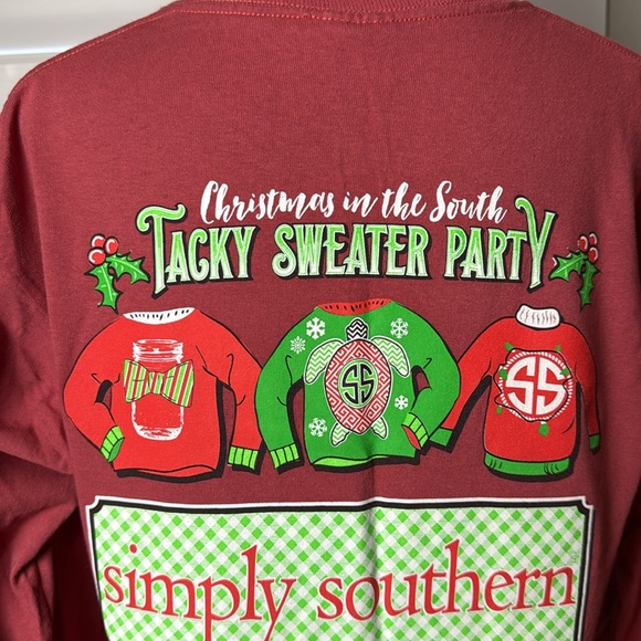 Simply Southern "Christmas in the South Tacky Sweater Party" Large T-shirt - Picture 3 of 5